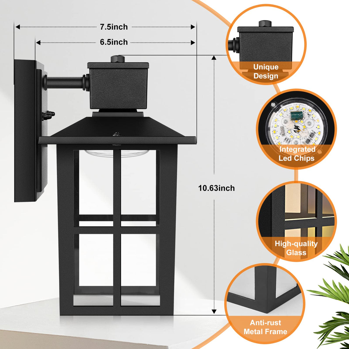 Brightever wall light in a black finish adds modern exterior style.