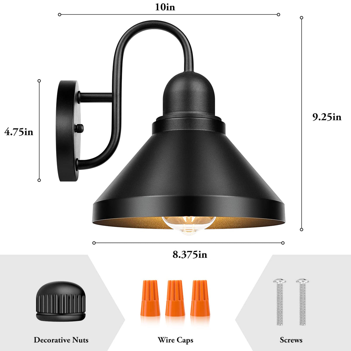 Brightever wall sconce matte black closeup showing anti-rust coating