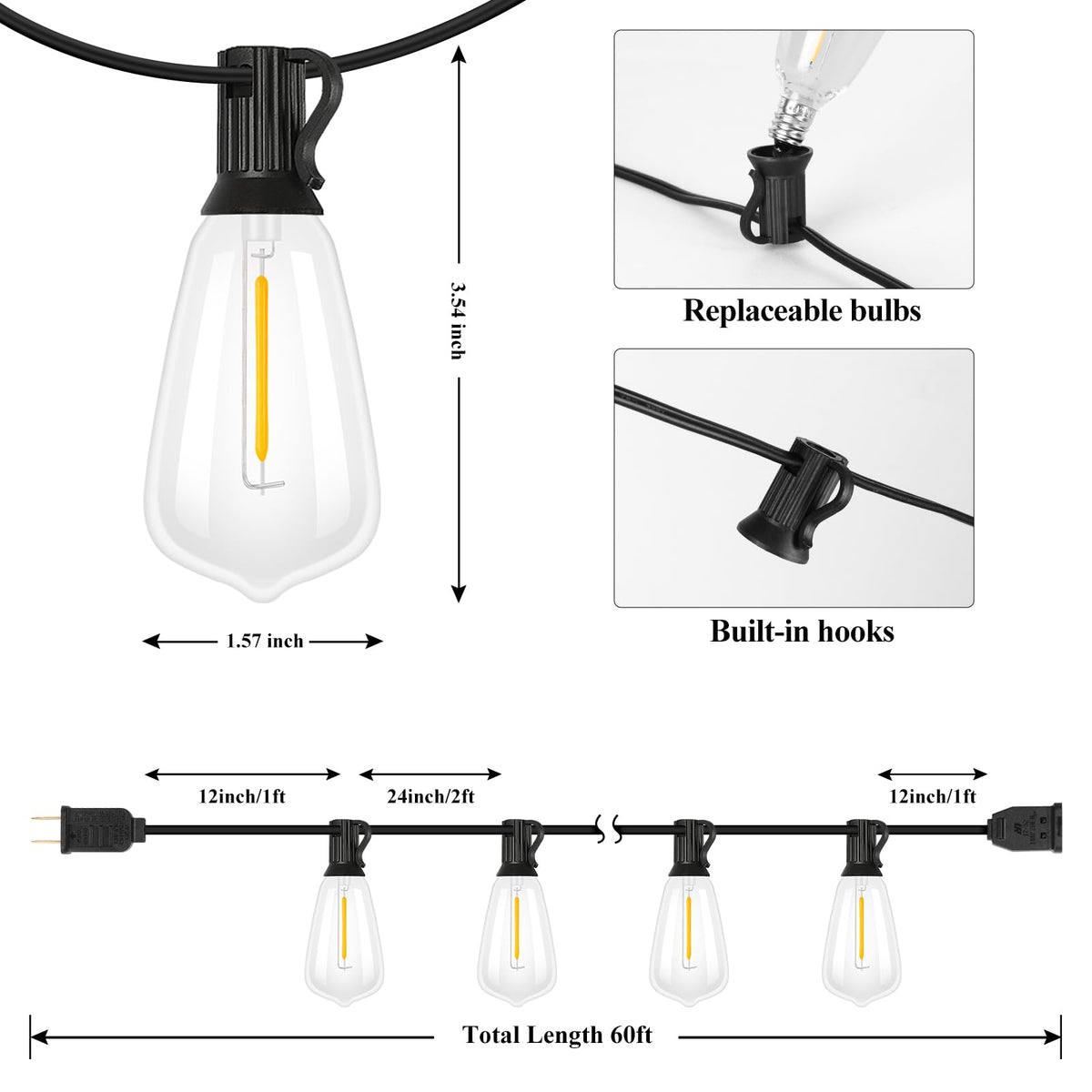 Brightever weatherproof Edison bulbs endure rain and wind for year-round use.