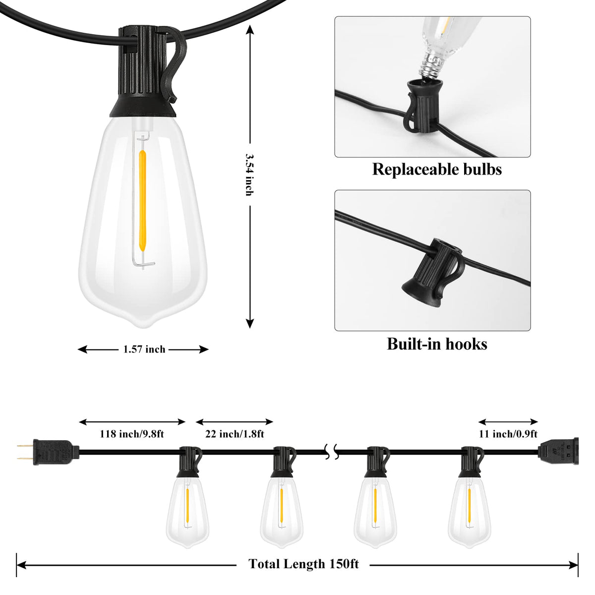 Weatherproof Brightever lights withstand rain and cold for year-round outdoor use.