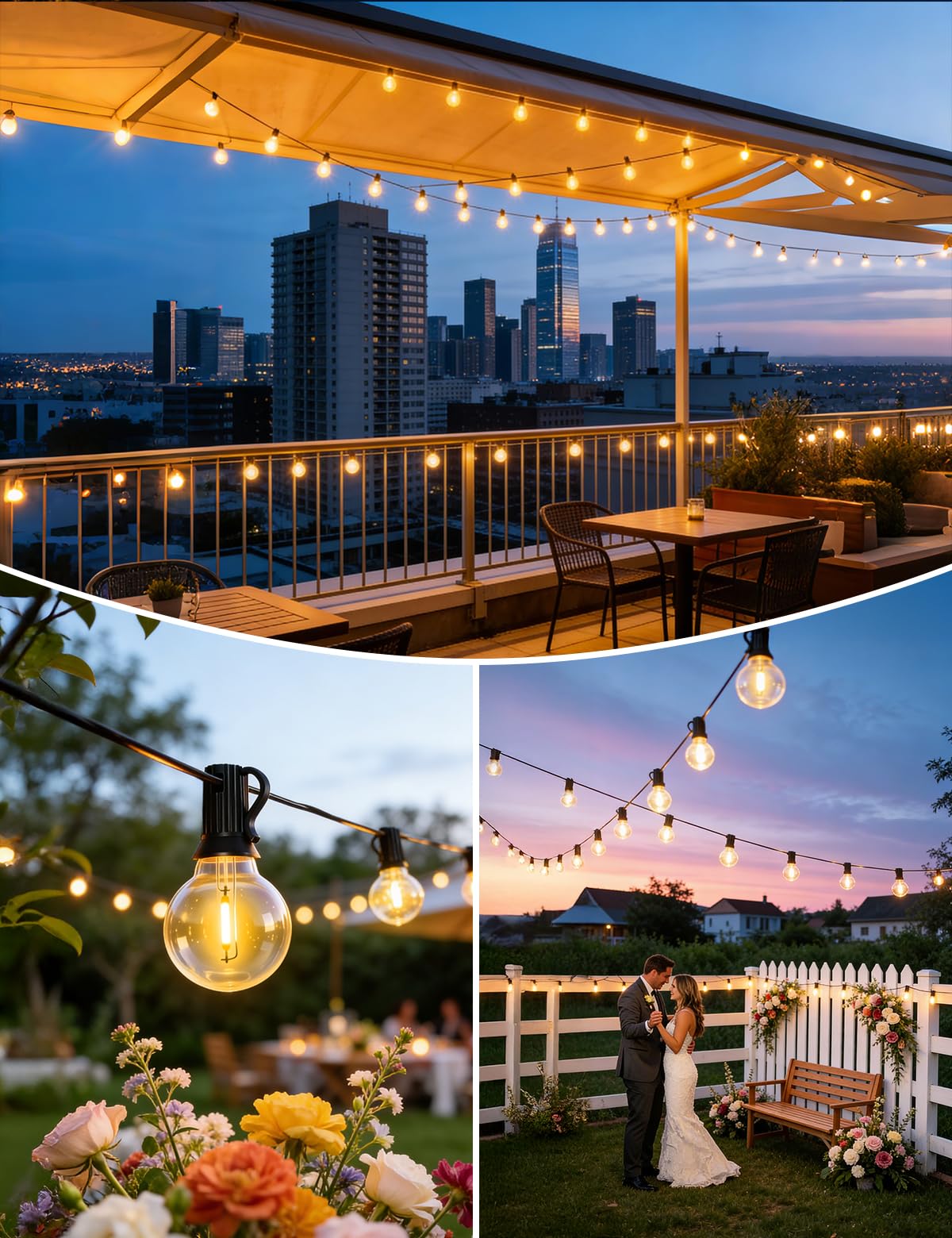 Brightever 100ft solar lights for weddings or outdoor gatherings
