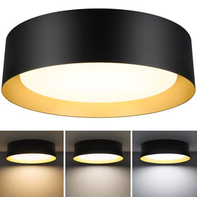 BrightHome flush-mount front view with black-gold finish enhances entryway ambiance.