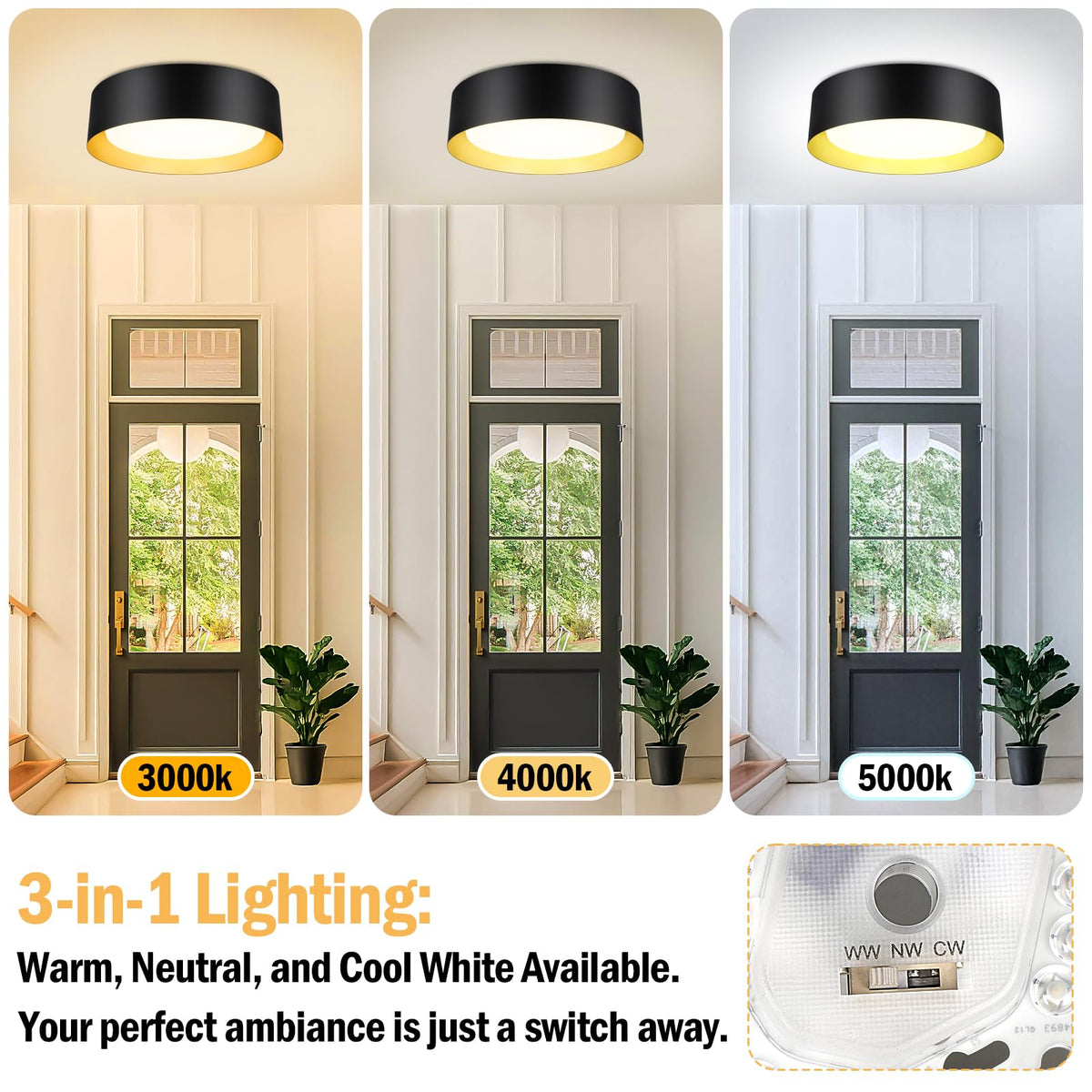 BrightHome 3-color-temperature LED offers warm to cool light for any mood.