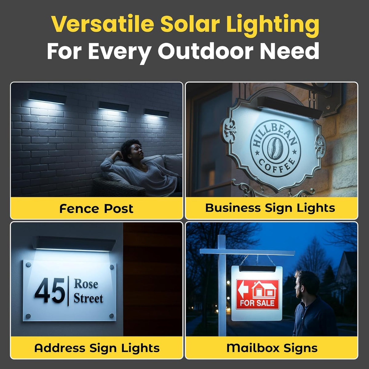 Brighticonic cold white 6000K LEDs illuminate real estate signage clearly.