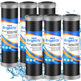 Brightify 10x2.5-inch carbon filter exterior ready for installation, promotes cleaner water