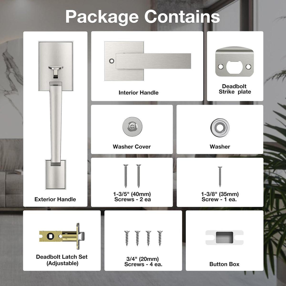 Brightify adjustable backset fits 2-3/8 or 2-3/4 inch doors.