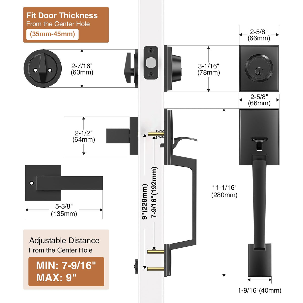 Brightify adjustable latch assembly fits doors precisely.