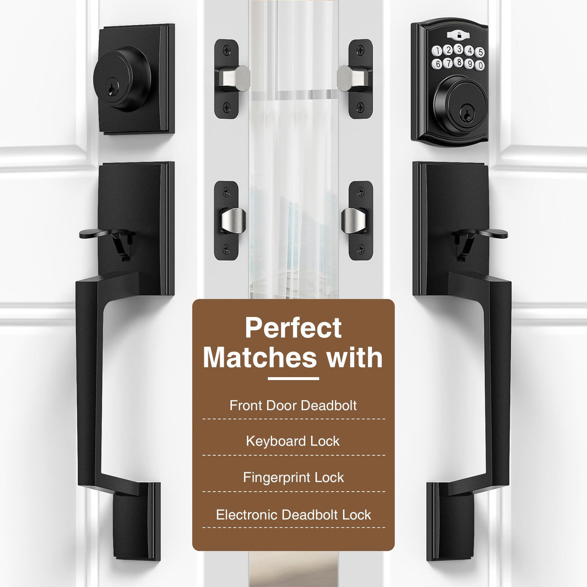 Brightify matte black exterior door handle shown from the side for modern curb appeal.