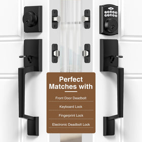 Brightify matte black exterior door handle shown from the side for modern curb appeal.