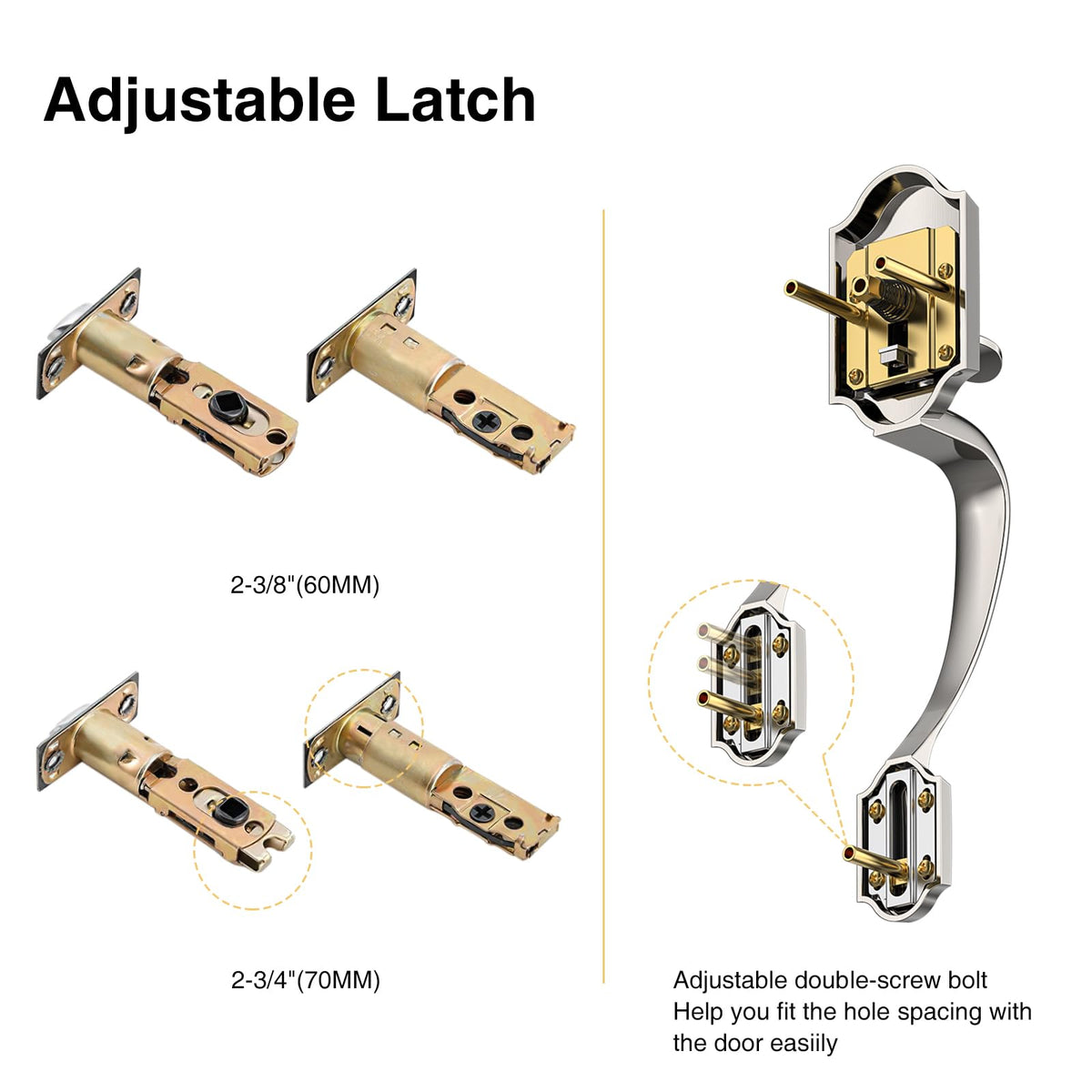 Brightify reversible front door handle supports left or right-handed doors for versatile placement.