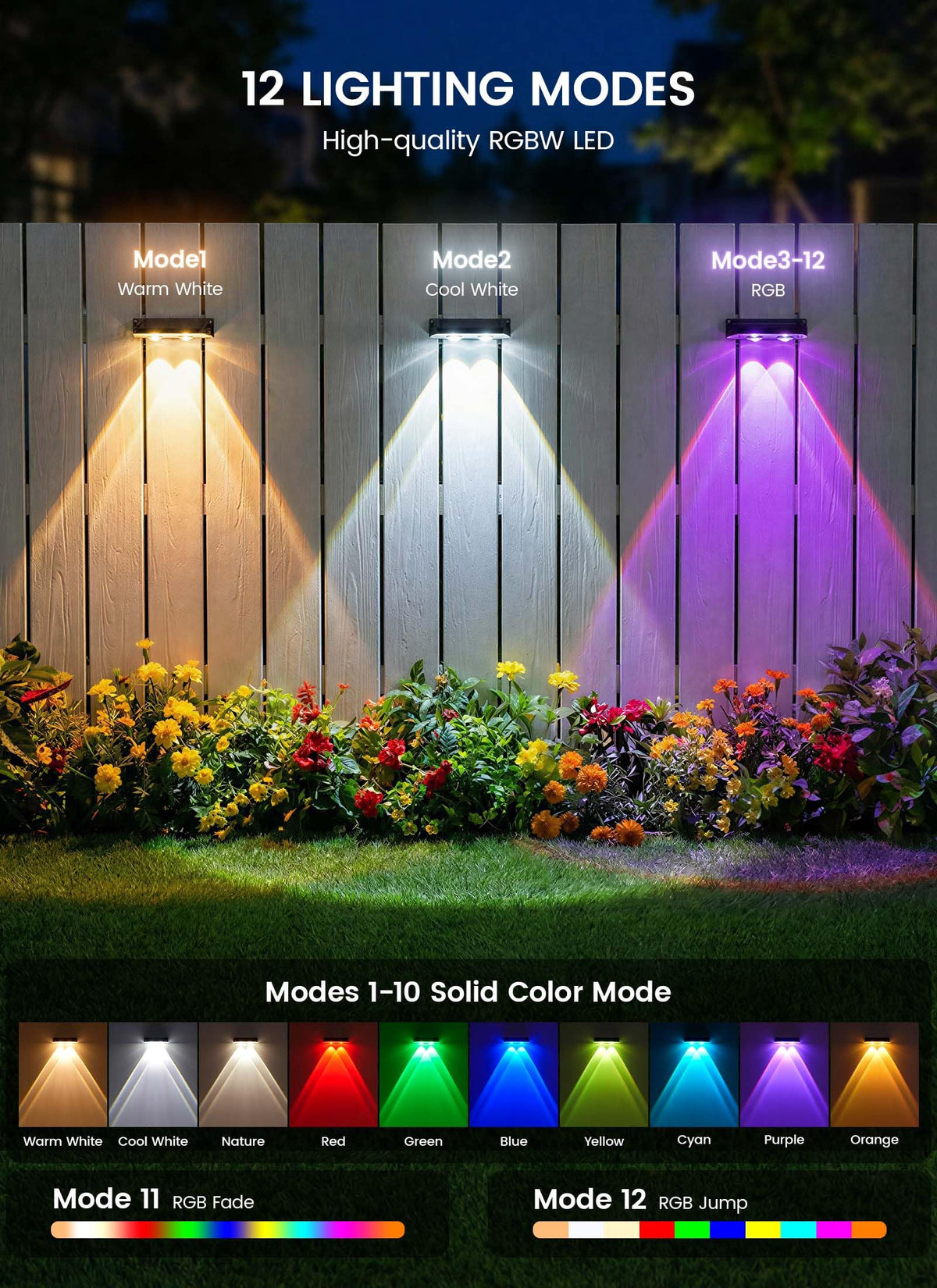 Brightown 12-pack solar lights for outdoor decks and paths with reliable illumination.