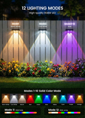 Brightown 12-pack solar lights for outdoor decks and paths with reliable illumination.