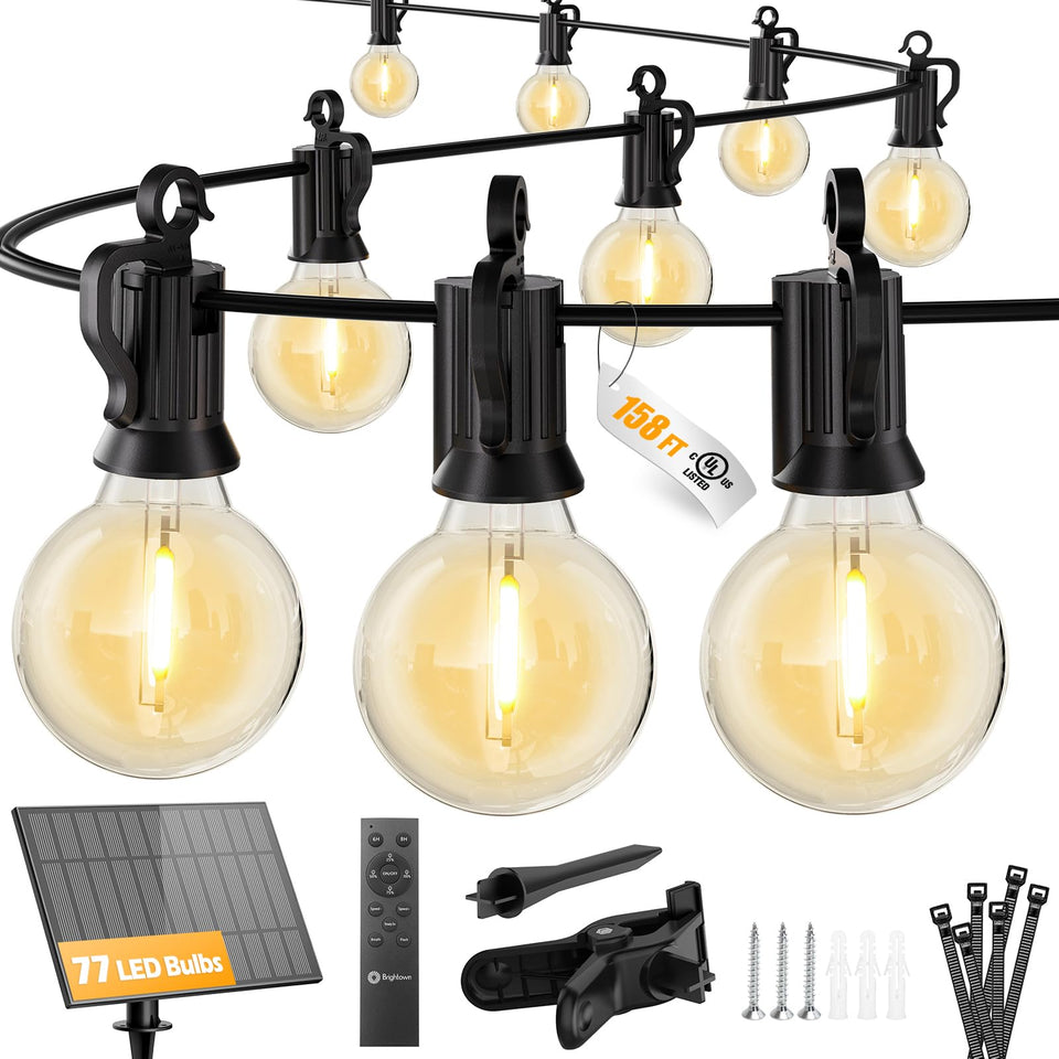 Brightown 158ft solar string lights providing long coverage for outdoor spaces