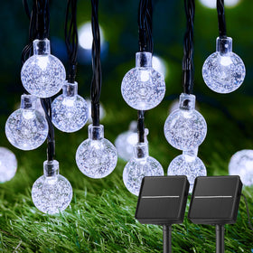 Brightown 2-pack 120-LED solar string lights illuminate patios with ample glow.