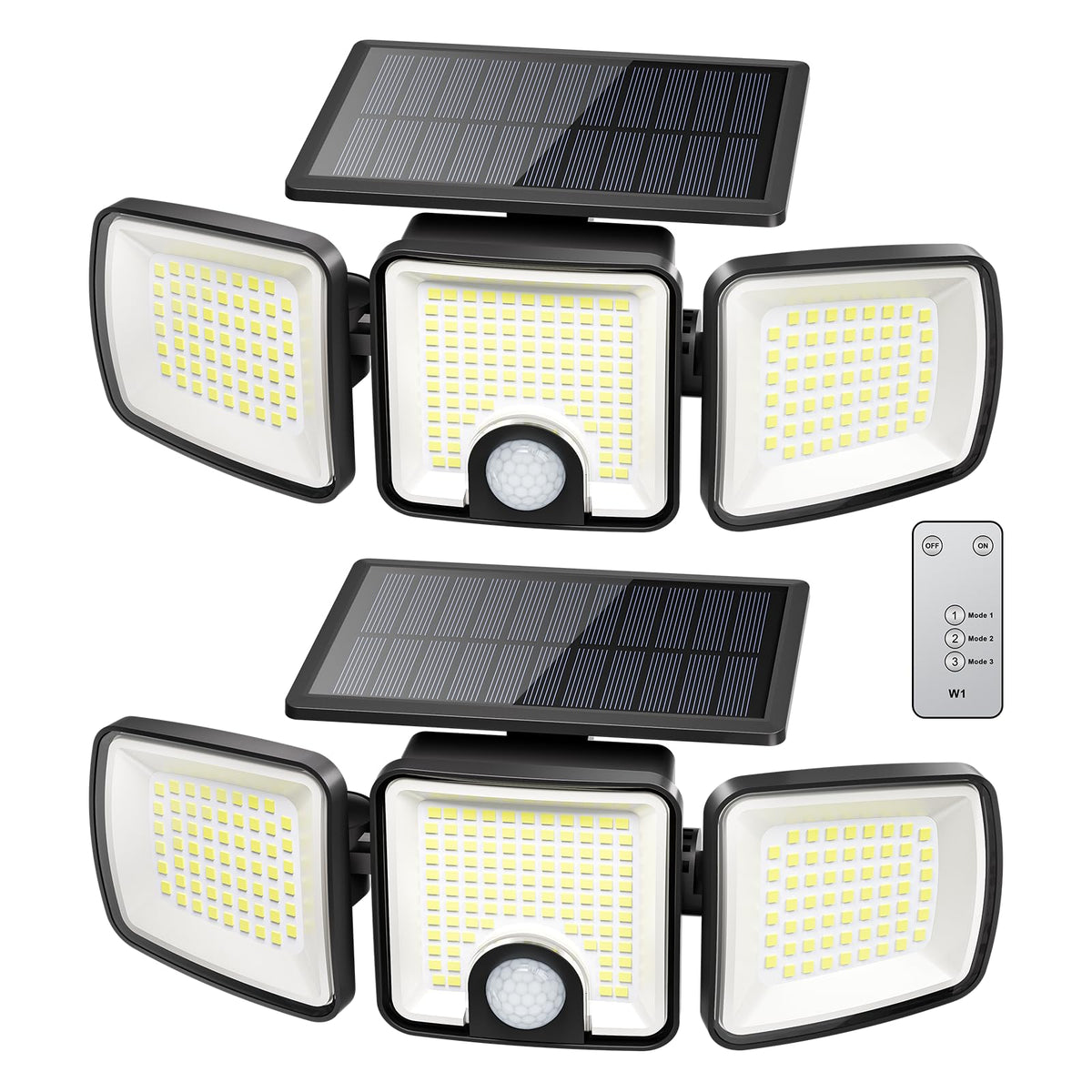 Brightown 2-Pack three-head solar flood light for wide porch illumination