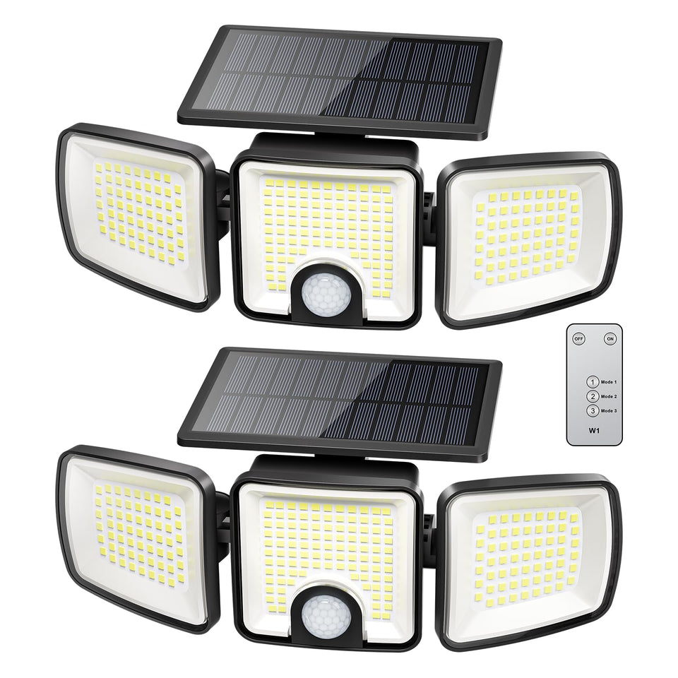 Brightown 2-Pack three-head solar flood light for wide porch illumination