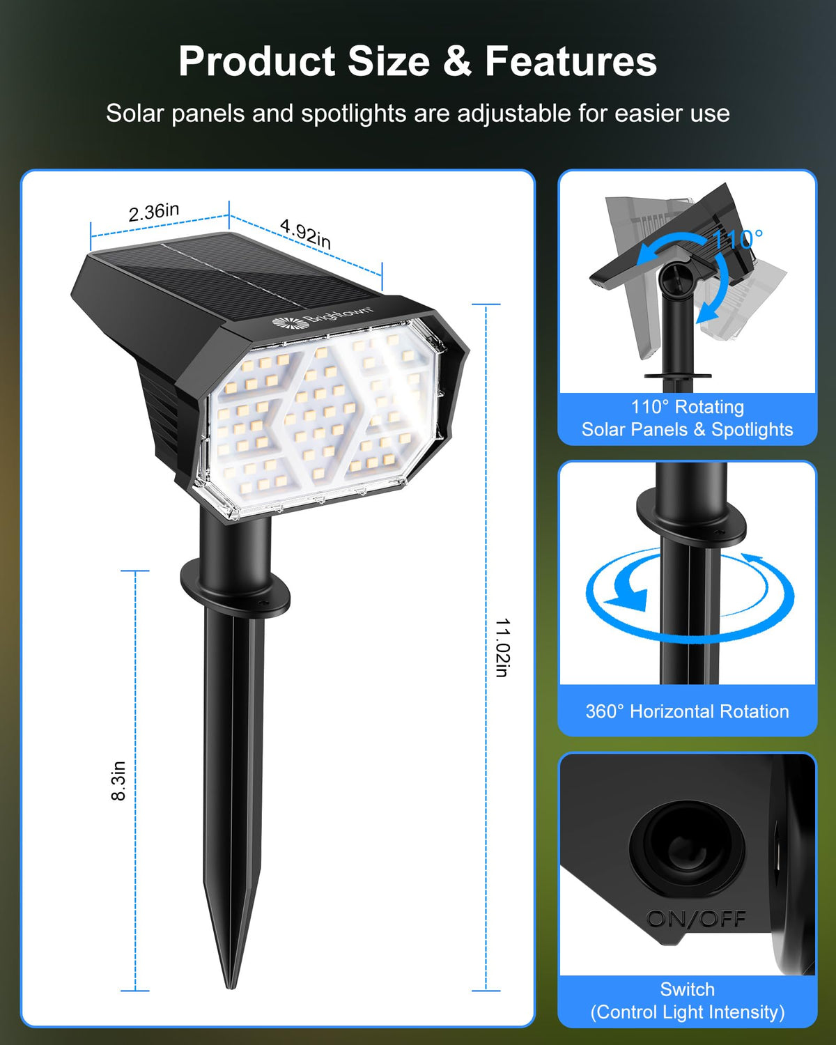 Brightown 3 brightness modes indicator for customizable ambiance.