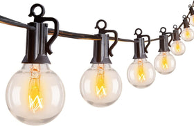 Brightown 30ft G40 globe string lights on a patio for cozy evenings.