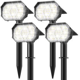 Brightown 4Pack solar spot lights, front view, compact and weatherproof for outdoor spaces.