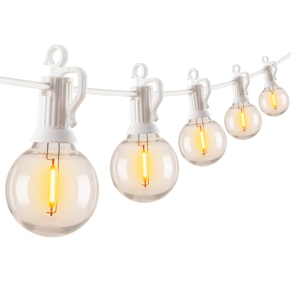 Brightown 50ft string lights with shatterproof G40 bulbs create cozy backyard ambiance.