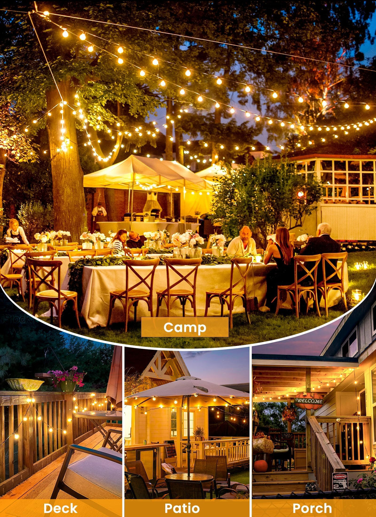 Brightown 52 Edison shatterproof bulbs provide reliable glow for outdoor decor.