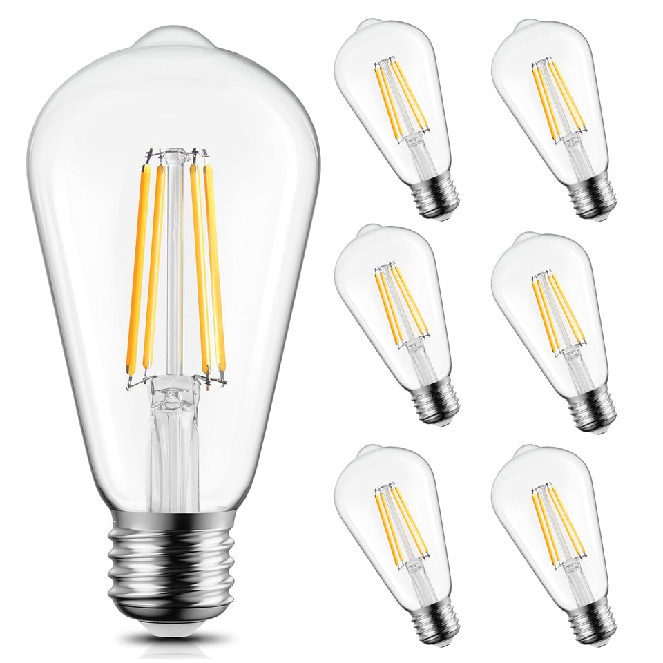 Brightown 6-pack LED Edison bulbs deliver a warm white glow for inviting ceiling lighting.