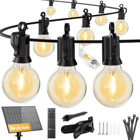 Brightown 75ft solar string lights outdoors providing a warm patio ambiance