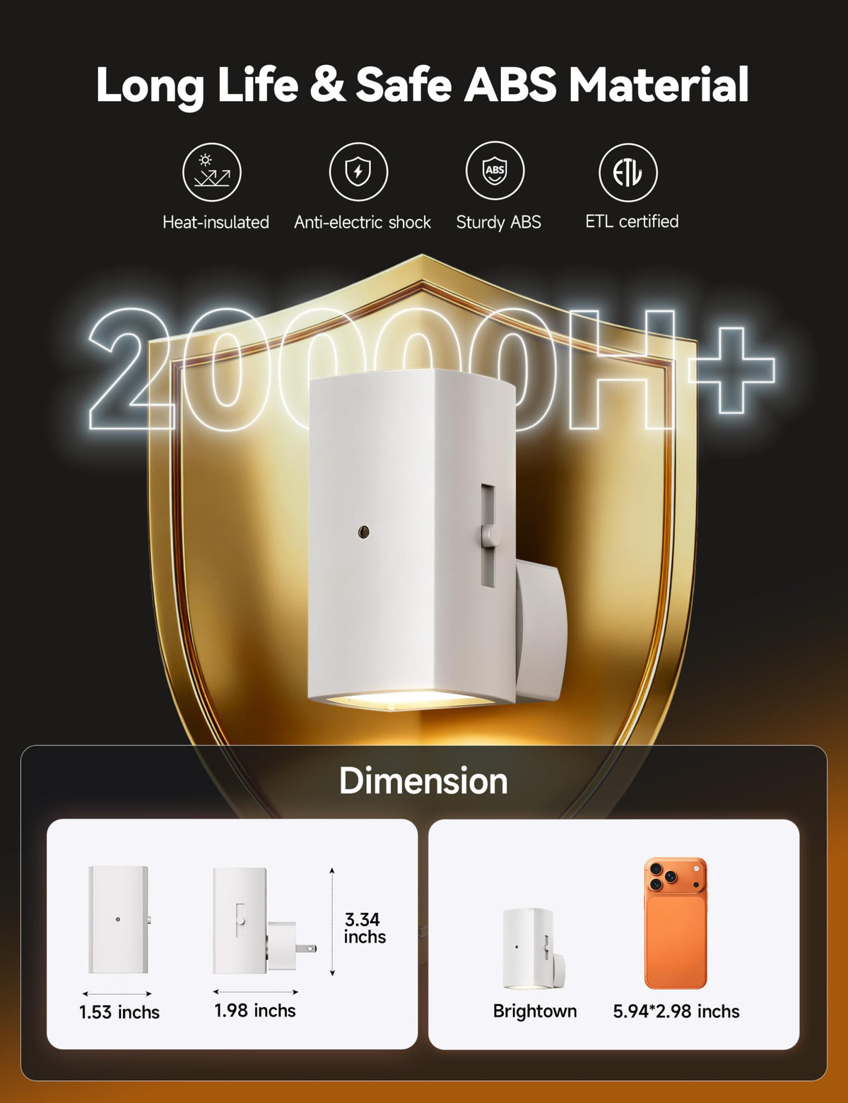 Brightown Aora night light with ETL safety certification for peace of mind.