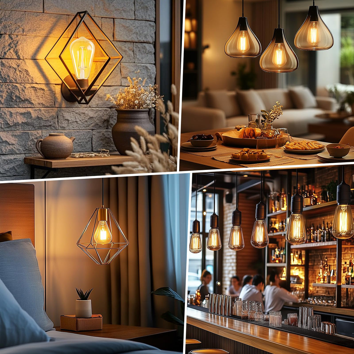 Brightown decorative filament bulbs enhance lamps and wall sconces with cozy ambiance.