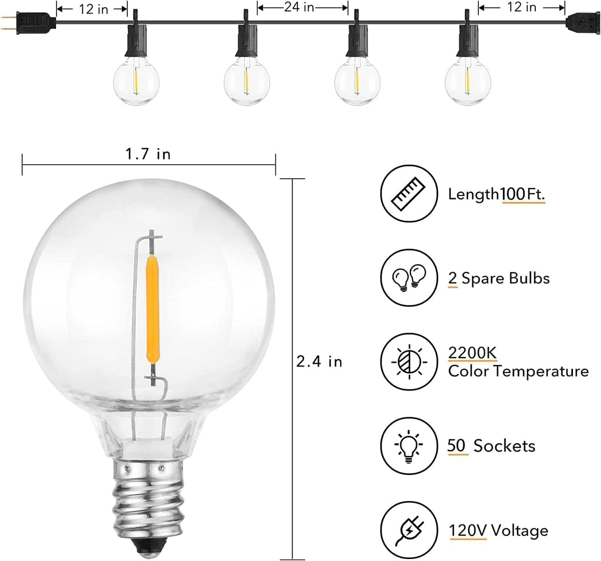Brightown dimmable G40 string lights offer customizable brightness for cozy evenings