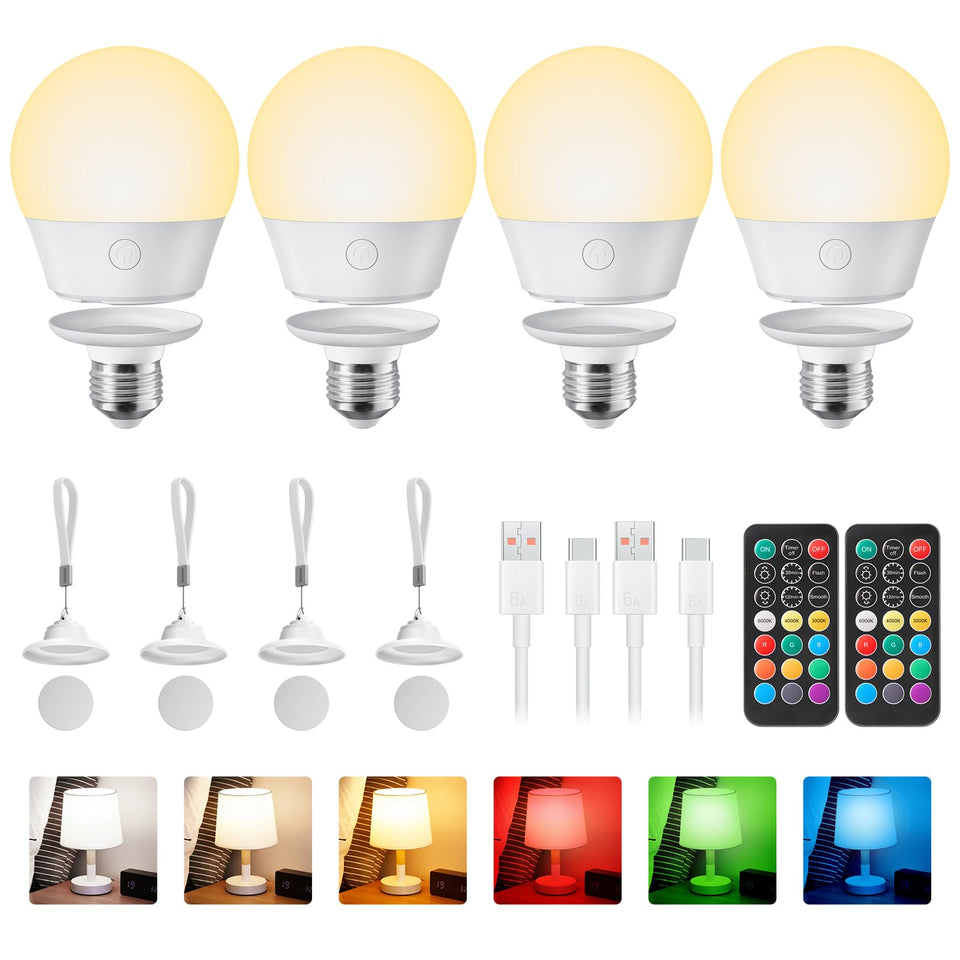 Brightown E26 rechargeable bulb with magnetic base for easy snap-on installation and flexible placement.