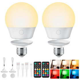 Brightown E26 rechargeable remote bulb in use for ambient living room lighting