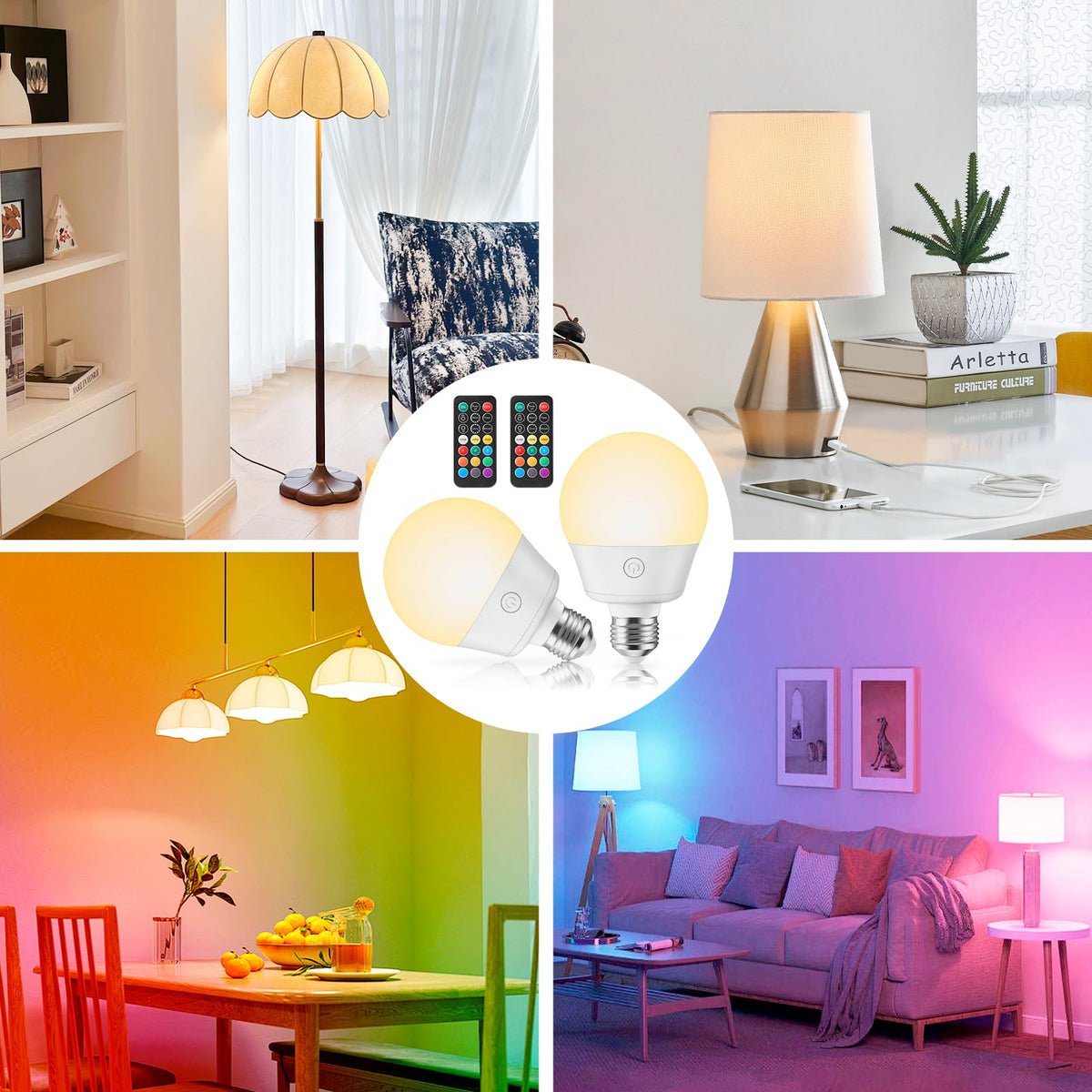 Brightown E26 in living room sconce showing convenient wireless operation.