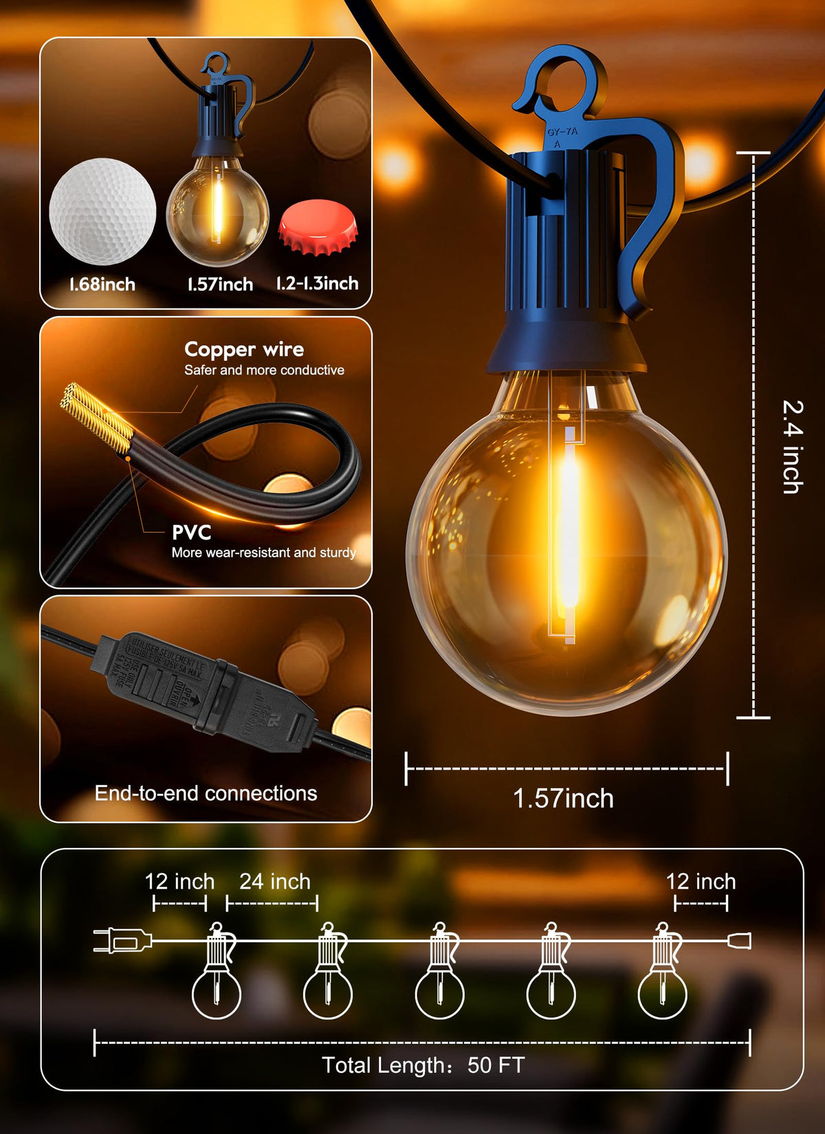 Brightown easy-install lights with hooks for quick hanging anywhere.