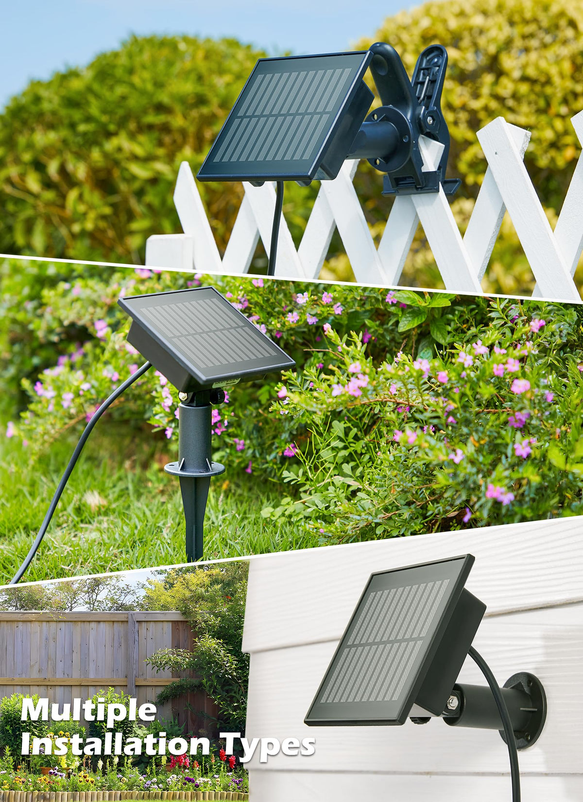 Brightown quick-install design with ground stake or wall mount.