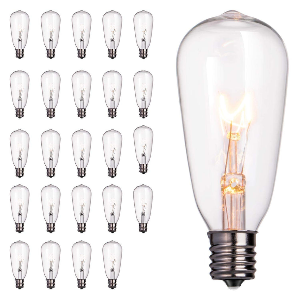 Brightown Edison bulbs 24-pack, clear glass for warm living room ambiance.