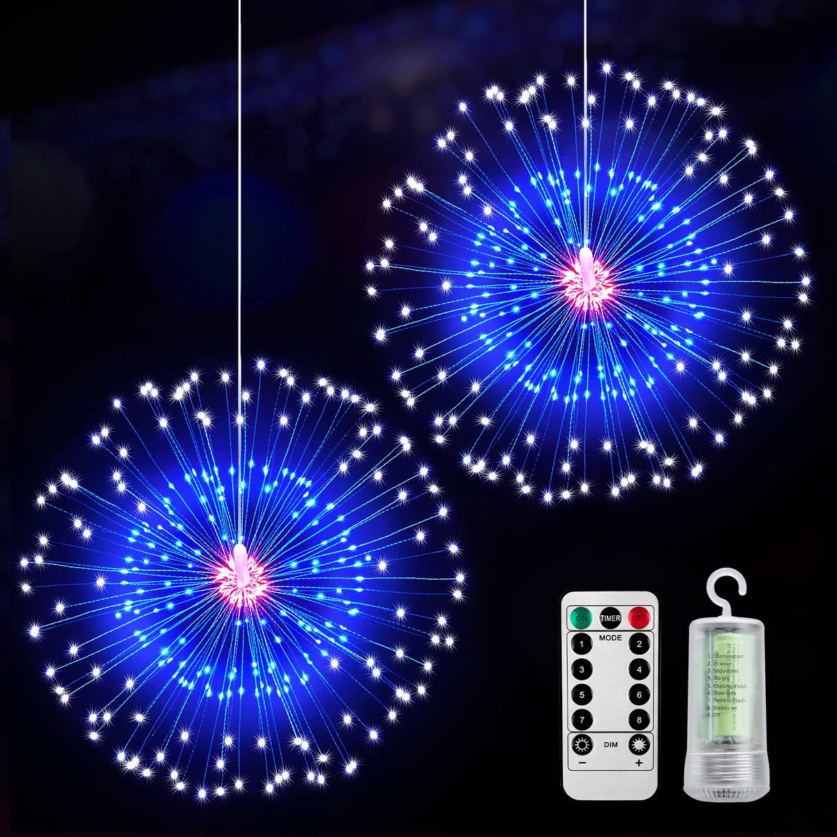Brightown firework lights 2-pack 360 LED outdoor glow for independence day decor