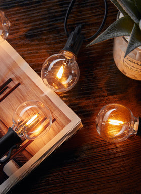 Brightown G40 dimmable bulb provides warm, adjustable glow.
