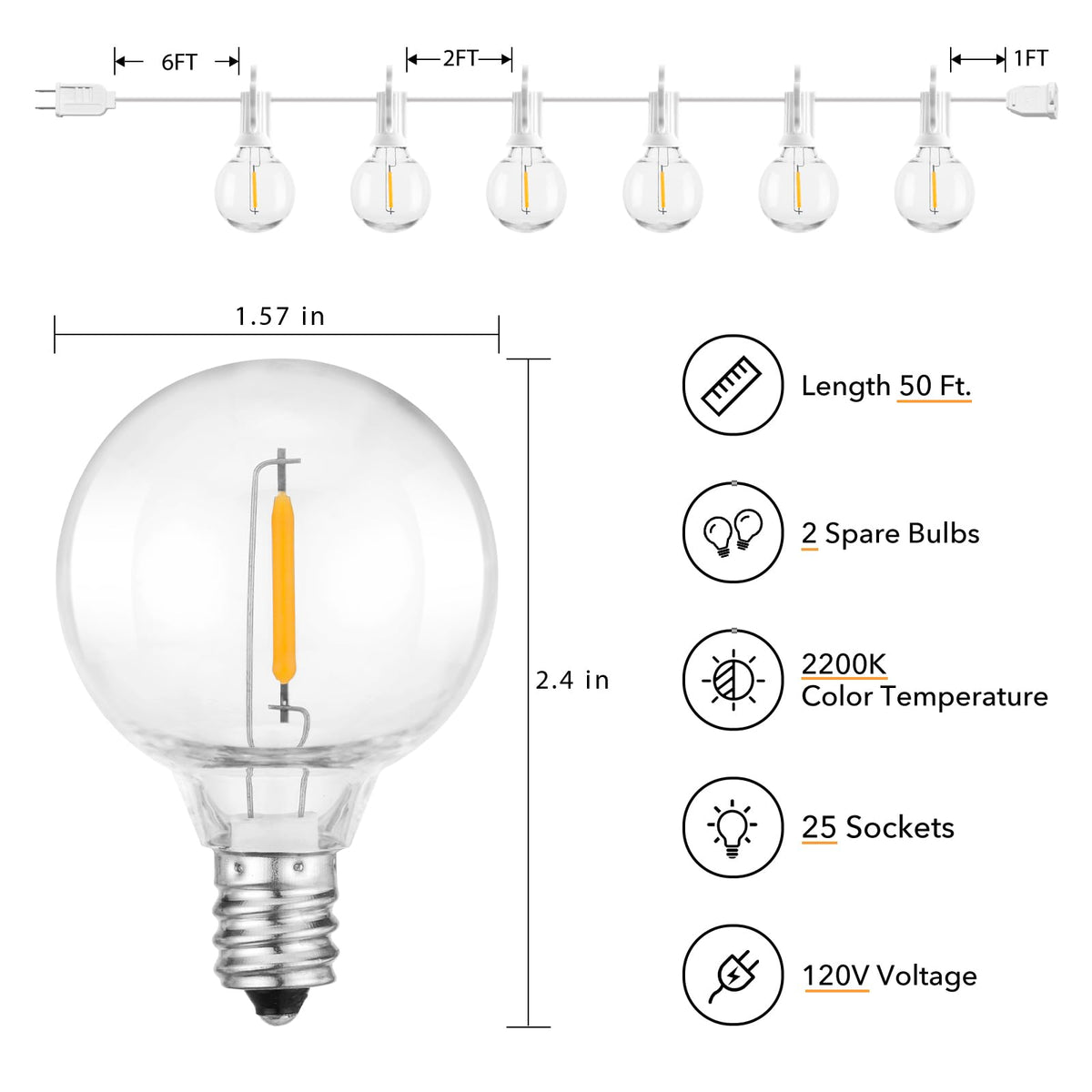 Closeup of Brightown G40 LED bulbs for durable outdoor lighting.