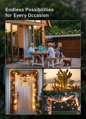 Brightown G40 IP44 waterproof bulbs for year-round patio use.