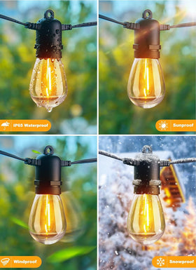 Brightown hanging patio lights install easily with built-in hooks for quick setup