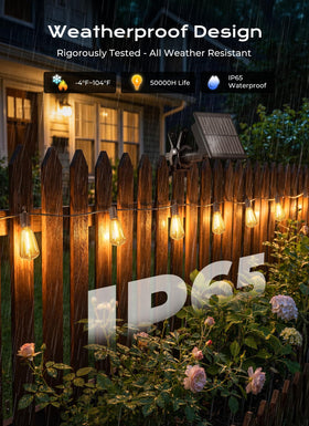 Brightown IP65 outdoor lights withstand rain and snow for year-round use.