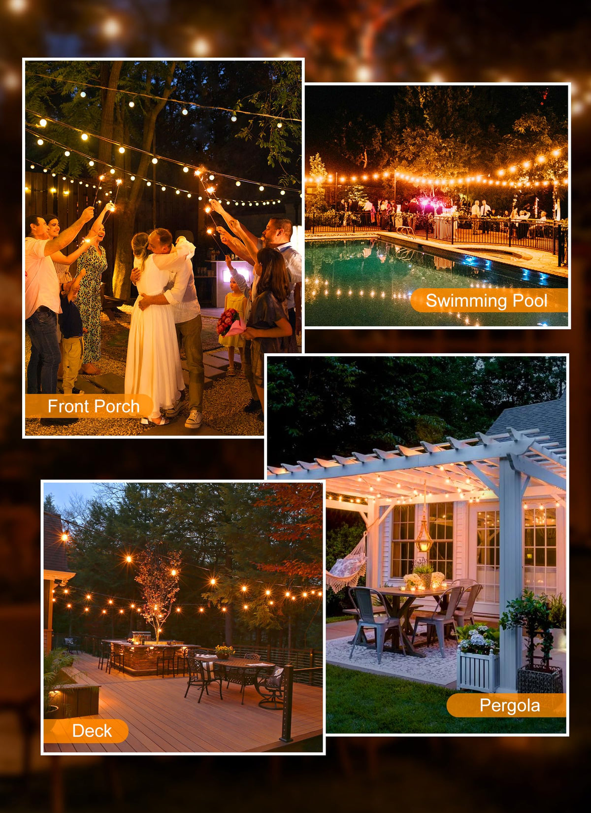 Brightown IP65 waterproof bulbs withstand rain and snow for year-round use.
