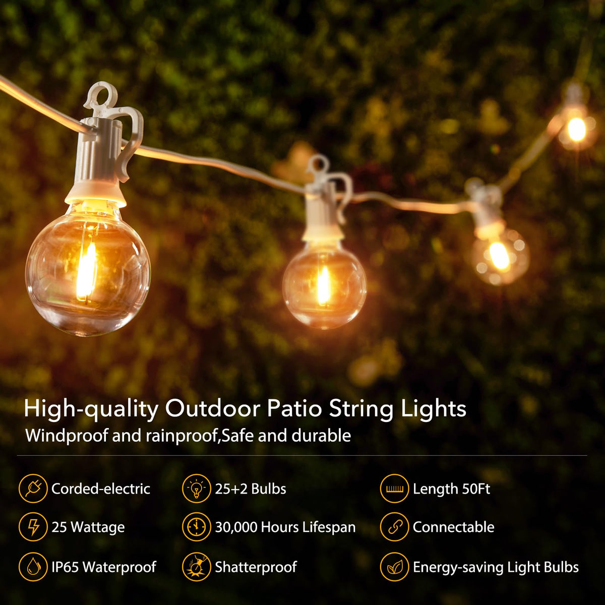 Brightown IP65 waterproof patio lights ready for all-weather outdoor use.