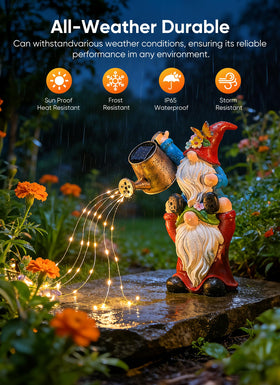 Brightown IP65 weatherproof gnome ideal for year-round garden decor.