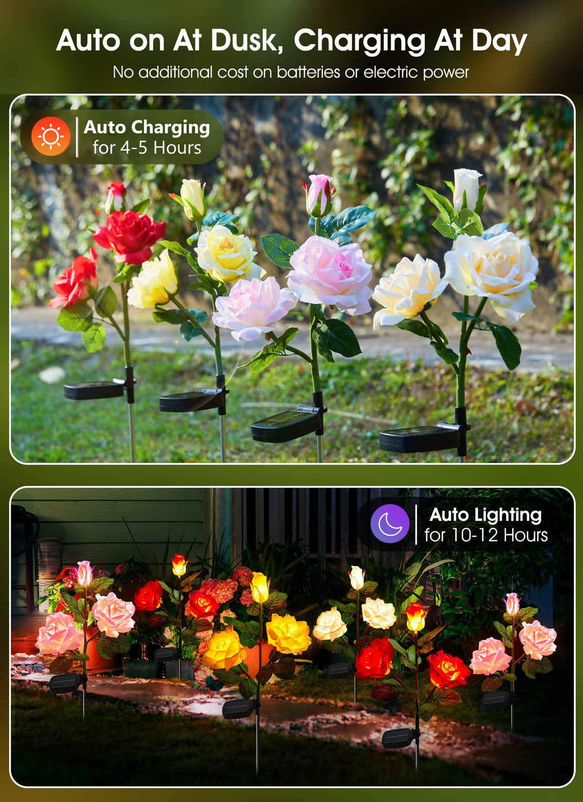 Brightown LED rose light close-up shows realistic petals and warm center glow