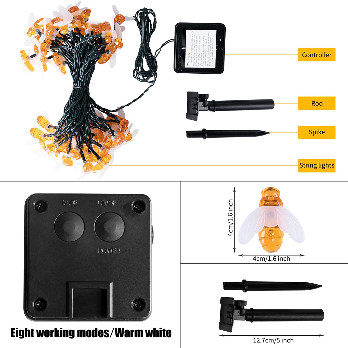 Brightown outdoor bee decor lights are IP65 waterproof for all seasons