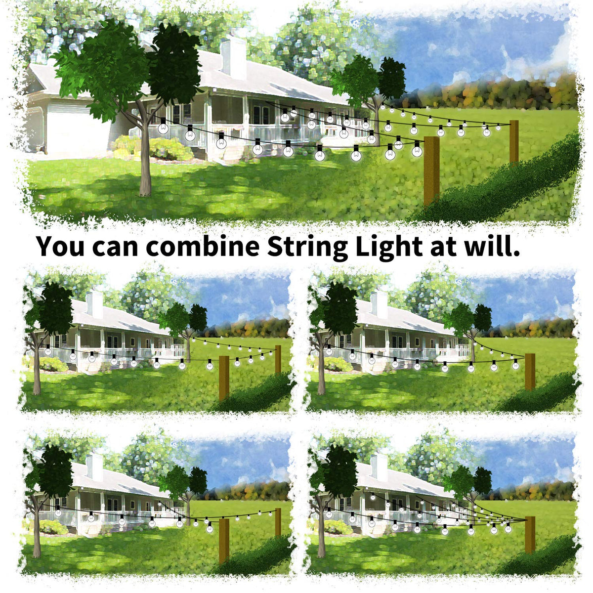 Brightown outdoor garden patio lighting setup for stable overhead illumination.