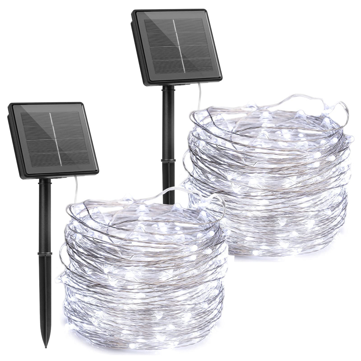 Brightown 33ft solar string lights illuminate patios and gardens.
