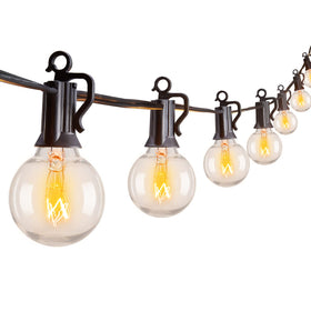 Brightown outdoor string light with globe bulbs over patio for warm ambience